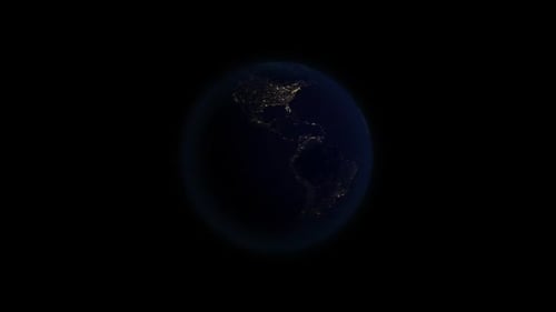 Rotating Earth Globe with City Lights at Night