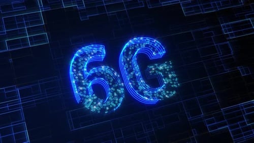 6G Digital Technology Network Connection Title Animation