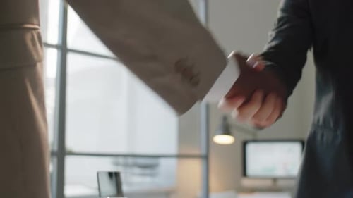 Multiethnic Businessmen Shaking Hands in Office