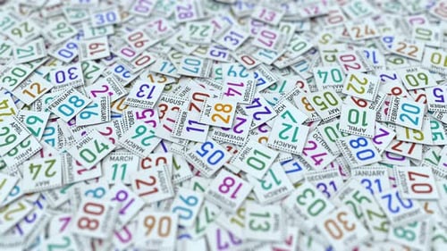 Random Scattered Calendar Pages Reveal Specific Date