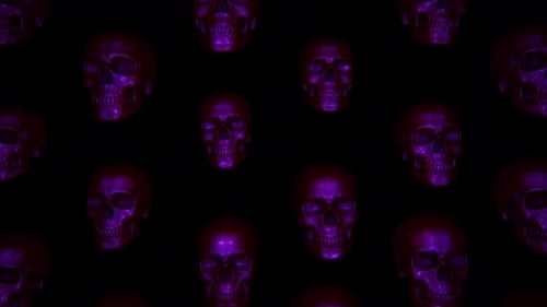 Halloween Skulls Form A Wallpaper Like Animated Background That Loops Seamlessly