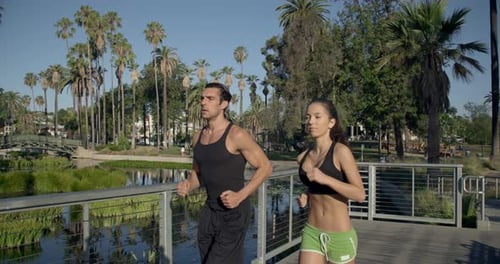 Jogging Slow-Motion Athletic Couple Workout
