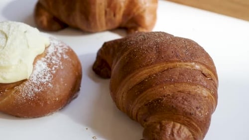 Various Freshly Baked Croissants and Pastries