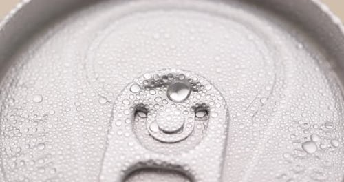 Macro Shot of Water Droplets on Soda Can