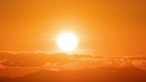 Beautiful Clear Big Sun at Sunrise or Sunset.