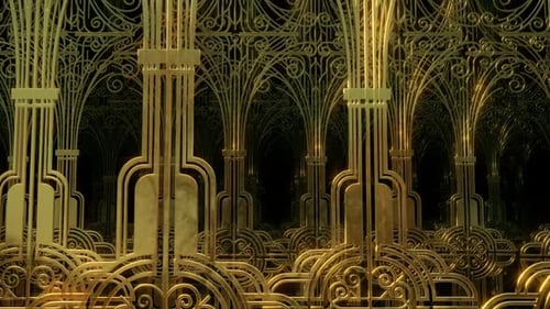 Parede de colunas estilo art déco 01 HD