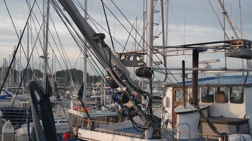 Fischerboote in der Marina Fischereiindustrie Seehafen Dock Pier Fischerei in den USA