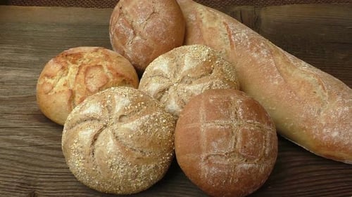 Freshly Baked Bread Rolls and Baguette