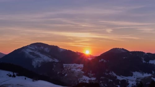 Beautiful Sunset Forest Winter Nature , orange clouds
