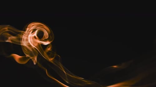 Abstract Orange Smoke Flowing on Black Background