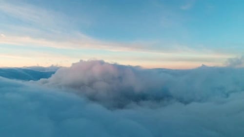Dreamy Aerial View Above Thick White Clouds