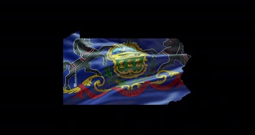 Waving Pennsylvania Flag in State Outline Animation