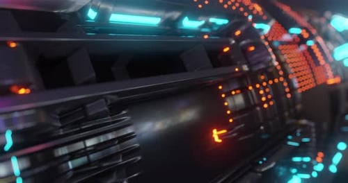 Motion graphic 4K seamless loop of abstract technology, led and particles.