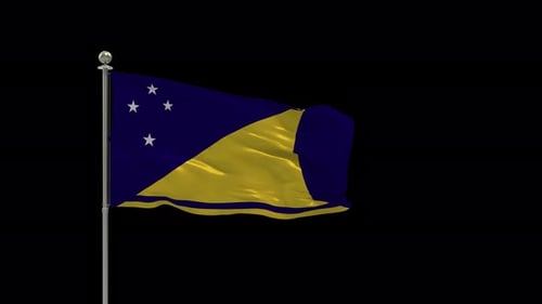 Tokelau National Flag Waving in Realistic 3D Animation