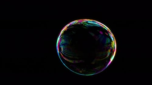 Blue Soap Bubble Over Dark Black Screen Seamless Loop with Alpha Matte