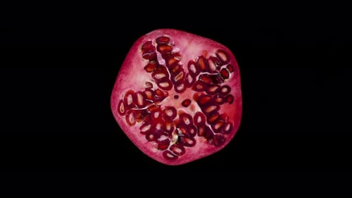 Iolated Garnet Cut with a Knife in the Studio on a Black Background