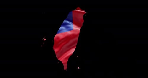 Taiwan Map Flag Waving Animation
