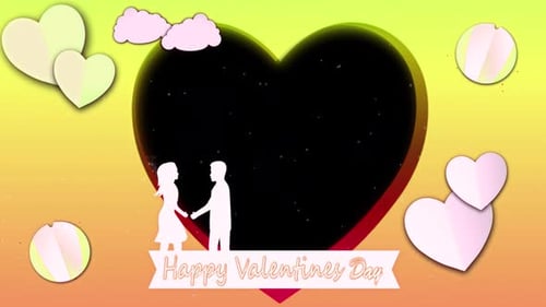 Valentine's Day Heart Frame with Romantic Couple Animation