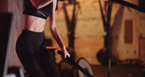 Sporty Woman Exercising At Functional Training Gym