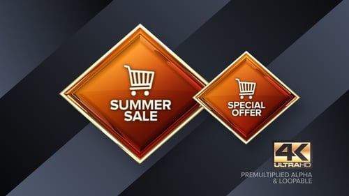 3D Diamond Shopping Icon with Dynamic Sale Text Reveal