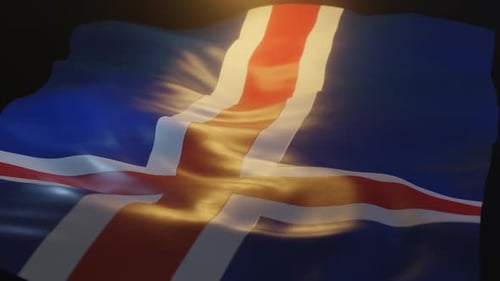 Realistic Waving Iceland Flag Loop Animation