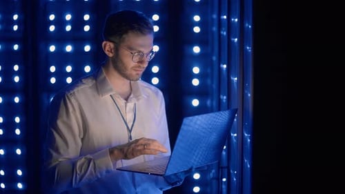 Male Server Engineer in Data Center