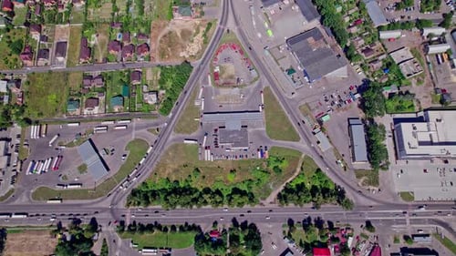 Aerial Footage of Busy Traffic at a Junction in the City Centre