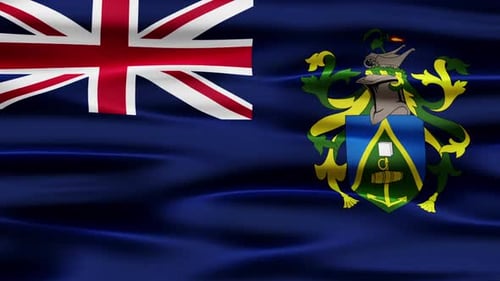 Pitcairn Islands Flag Waving Seamlessly with Realistic Fabric Motion