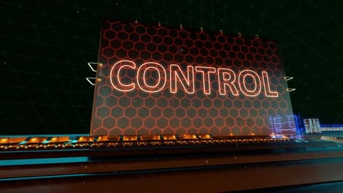 Security Control Guard Camera and Cctv Words on Digital Futuristic Circuit Board