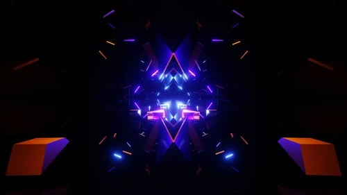 Flying Through the Neon Lights of a Sparkling Tunnel