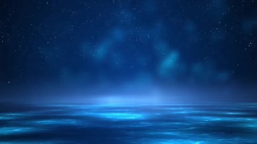 Glowing Blue Fluid Surface with Shimmering Particles Background