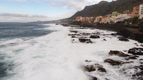 Flight Over Ocean Coast Line
