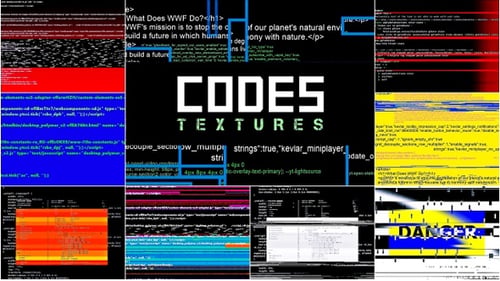 Digital Code and Glitch Overlays with Data Transitions