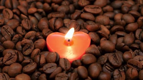 Heart Shaped Candle with Roasted Coffee Beans