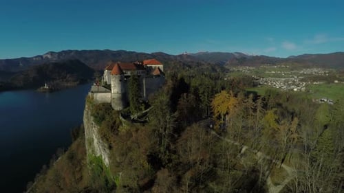 Aerial view of Bled castle