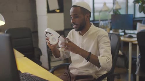 Muslim Sound Engineer Working