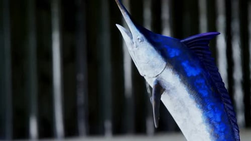 Artesano preparando escultura de pescado 4k