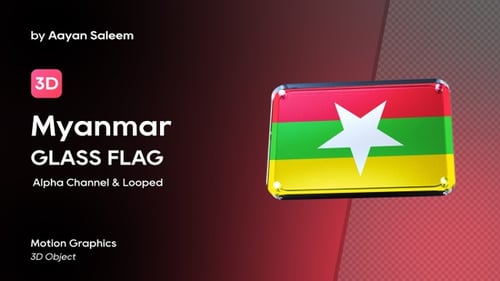 Rotating 3D Glass Myanmar Flag Animation