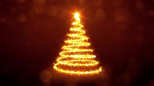 Glowing Golden Christmas Tree Animation with Sparkle Effects
