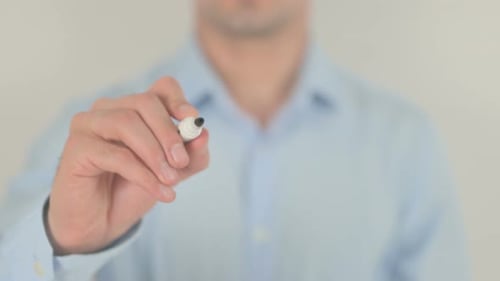 Save, Man Writing on Transparent Screen