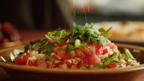 Fresh Salad Topped with Herbs and Seasoning