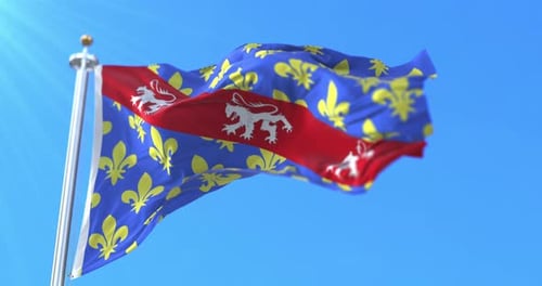 Animated Flag Waving with Fleur-de-lis and Heraldic Lions