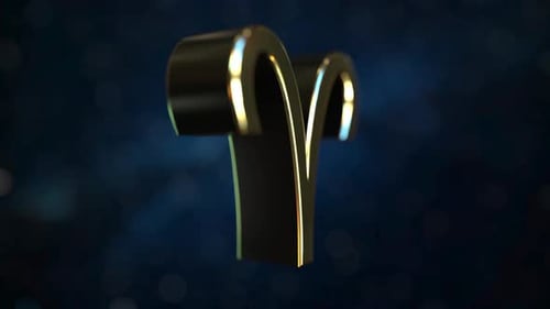 Aries Zodiac Sign Golden 3D Rotation Animation