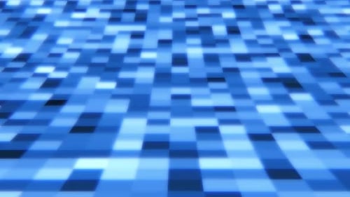Abstract Rising Blue Mosaic Glow Grid Square Tiles Flashing Light - 4K