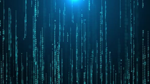 Falling Binary Code Stream - Futuristic Digital Data Background