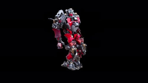 Futuristic Red Robot Walking and Running Animation