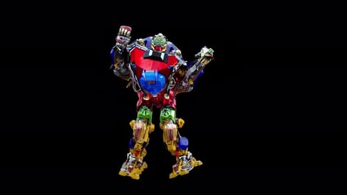 Dynamic Colorful Robot Warrior 3D Animation