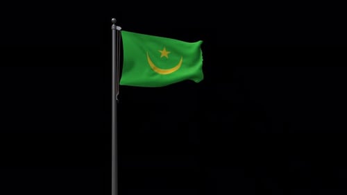 Realistic Mauritania Flag Waving Animation