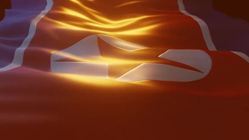 Dramatic Waving Flag with Star Symbol Animation