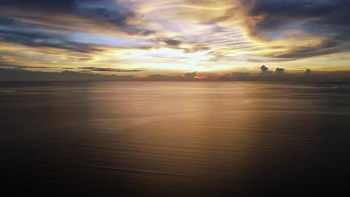 Aerial view colorful twilight sunset hour